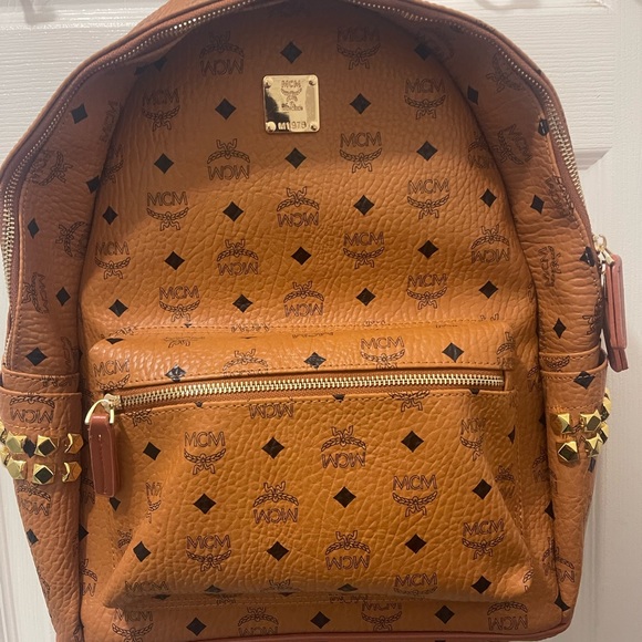 MCM Large Brown Vintage Leather Portable Rucksack Backpack Travel Multipurpose - Picture 2 of 6